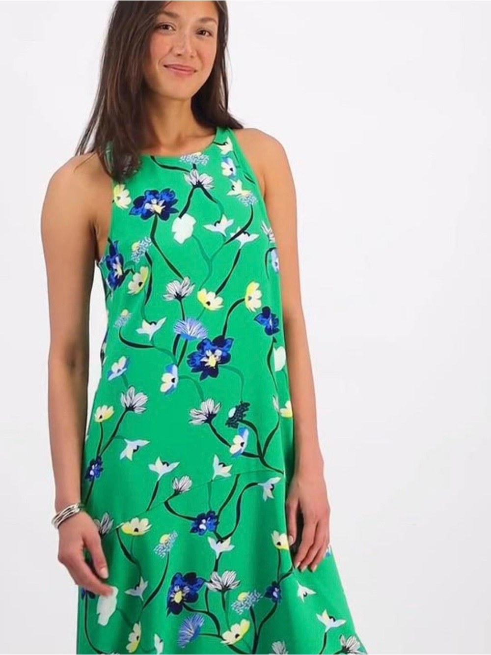 NWT On 34th Bright Green Floral Women’s Dress - XXS (Size 00)